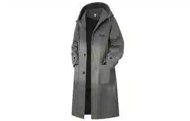 大卫贝肯 美式高街简约复古假两件连帽时尚韩版加棉加厚单排扣中长款毛呢大衣 男女同款