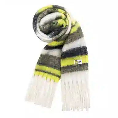 卡皮巴拉小黄豚 高级感百搭条纹保暖加厚复古流苏时尚 聚酯纤维 绒线围巾 男女同款情侣款