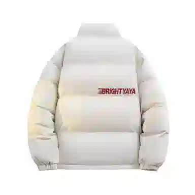 鸭鸭 美式高街复古条纹字母图案印花简约解构设计基础款休闲宽松舒适柔软潮流户外撞色保暖防寒防风运动通勤立领面包羽绒服 男女同款