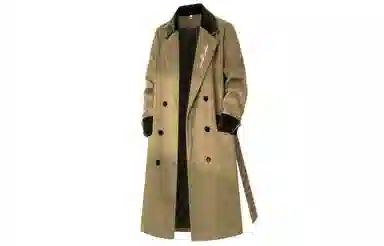 大卫贝肯 韩系经典纯色大口袋高级感签名印花百搭英伦风飘带中长款潮流痞帅加厚保暖毛呢休闲大衣 男女同款