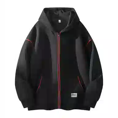 【dme】 美式复古高级感撞色拉链开衫外套青年痞帅宽松舒适休闲百搭连帽卫衣 男女同款