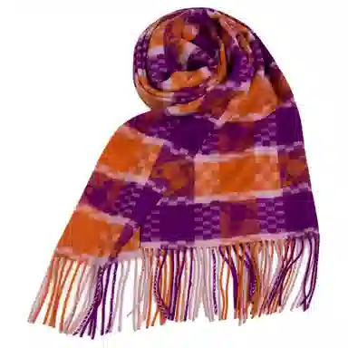 红豆 经典百搭柔软舒适保暖格子 山羊绒 绒线围巾 男女同款情侣款