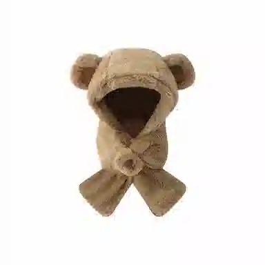 恩僾德 韩系熊耳朵软萌可爱加厚小众百搭甜美高颜值显脸小保暖 聚酯纤维 帽子 男女同款情侣款