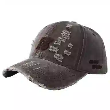 艾佳微 时尚通勤美式复古破洞水洗做旧百搭显脸小帽子潮 棉 鸭舌帽 男女同款情侣款