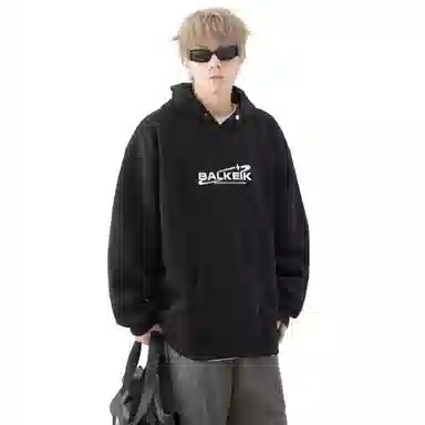 沐诚阳译 连帽潮宽松青少年百搭情侣帽衫卫衣 男女同款
