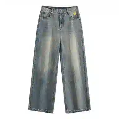 【dme】 美式高街水洗做旧猫爪痕复古宽松休闲通勤百搭垂坠感舒适直筒牛仔裤 男女同款