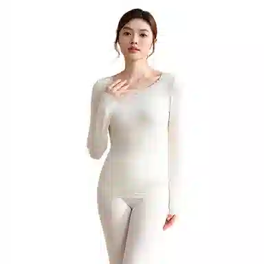 兰缪 桑蚕丝蛋白再生纤维法式时尚大圆领修身显瘦轻薄隐形舒适自在透气保暖套装 女款