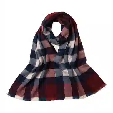 红豆 复古格纹时尚百搭保暖 羊毛 绒线围巾 男女同款情侣款