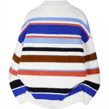 大卫贝肯 美式复古拼色条纹设计打底长袖上衣高级感潮流运动休闲百搭慵懒感学院风圆领毛衣 男女同款