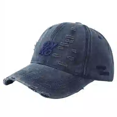 艾佳微 时尚通勤美式复古破洞水洗做旧百搭显脸小帽子潮 棉 鸭舌帽 男女同款情侣款