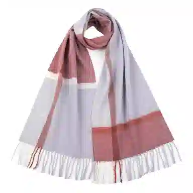 红豆 大气格纹时尚百搭舒适保暖 羊绒 绒线围巾 男女同款情侣款