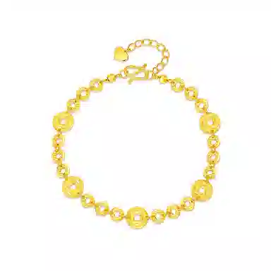 【S999足银 招财纳福】 七七银饰 碎碎多金 财运亨通碎 碎金几两铜钱新中式 盘缠 复古福气满满 转运好运 纯银 手链 女款