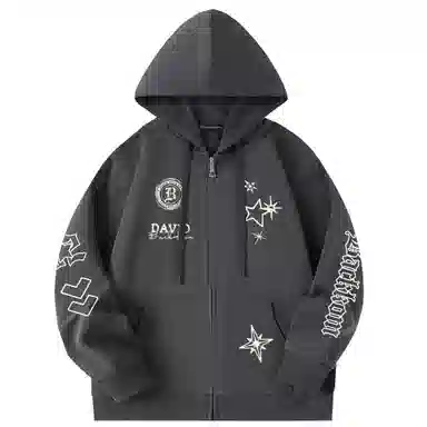 大卫贝肯 美式潮流高街品牌印花日常百搭舒适开衫宽松长袖卫衣 男女同款