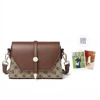 红蜻蜓 复古老花设计撞色百搭洋气 超细纤维合成革 斜挎包 女款 摩卡棕