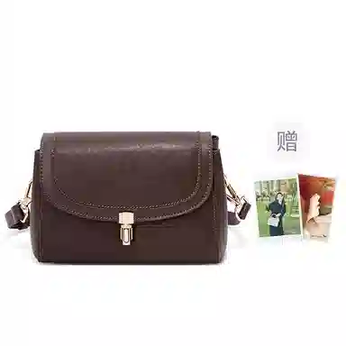 红蜻蜓 高级感经典复古时尚百搭 牛皮 单肩斜挎包 女款 咖啡色/米白色