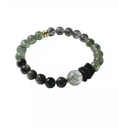 子婳 【五行水木相生】喜水补木本命年转运聚福聚财诸事顺利新中式时尚轻奢优雅气质百搭手饰 绿幽灵 水晶手串 女款