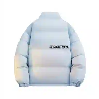 鸭鸭 美式高街复古条纹字母图案印花简约解构设计基础款休闲宽松舒适柔软潮流户外撞色保暖防寒防风运动通勤立领面包羽绒服 男女同款