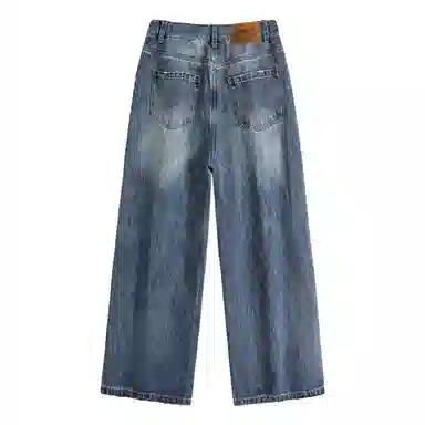 【dme】 美式高街水洗做旧猫爪痕复古宽松休闲通勤百搭垂坠感舒适直筒牛仔裤 男女同款