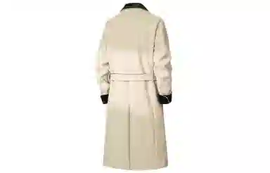 大卫贝肯 韩系经典纯色大口袋高级感签名印花百搭英伦风飘带中长款潮流痞帅加厚保暖毛呢休闲大衣 男女同款