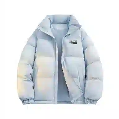 鸭鸭 美式高街复古条纹字母图案印花简约解构设计基础款休闲宽松舒适柔软潮流户外撞色保暖防寒防风运动通勤立领面包羽绒服 男女同款