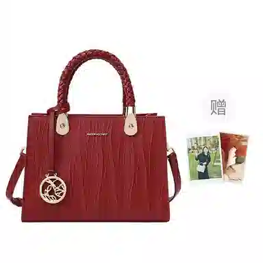 红蜻蜓 高级感气质通勤百搭款 牛皮 手提包斜挎包 女款 蓝色/黑色