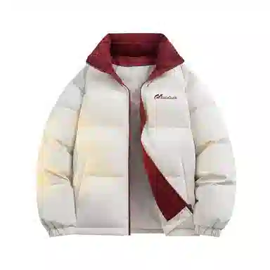 鸭鸭 舒适纯色拉链开合落肩长袖短款羽绒服 男女同款