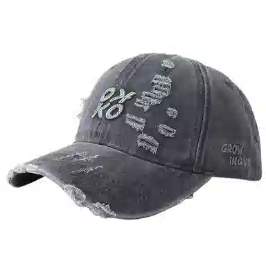 艾佳微 时尚通勤美式复古破洞水洗做旧百搭显脸小帽子潮 棉 鸭舌帽 男女同款情侣款