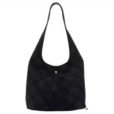 Burberry Check Cotton Shoulder Bag Black