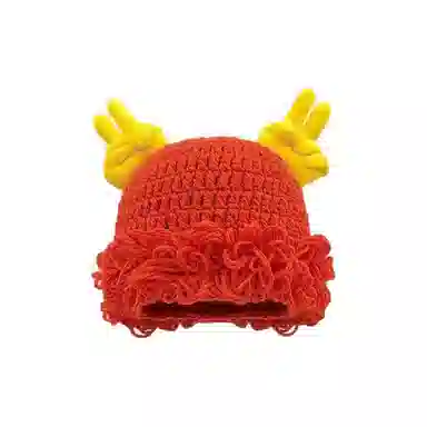 恩僾德 可爱搞怪比耶针织套头帽女秋冬秋冬季高颜值小众百搭出游保暖护耳显脸小时尚针织 聚酯纤维 绒线帽 男女同款情侣款