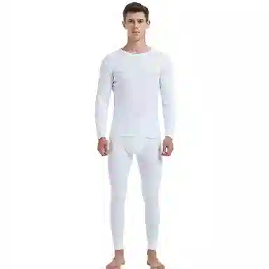 兰缪 韩式绅士简约棉质高弹力舒适贴身透气百搭打底秋衣秋裤家居服睡衣保暖套装 男款