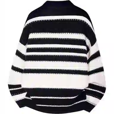大卫贝肯 美式复古拼色条纹设计打底长袖上衣高级感潮流运动休闲百搭慵懒感学院风圆领毛衣 男女同款