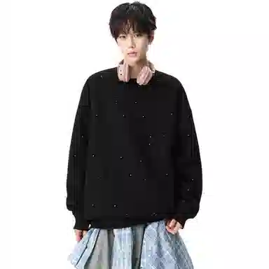洋气先生 洋气潮牌美式高街简约学院风少年感痞帅慵懒感纯色时尚圆领长袖落肩袖个性套头潮流基础款宽松无性别主义上衣卫衣 男女同款