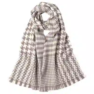 红豆 经典百搭舒适时尚保暖格子 羊毛 绒线围巾 男女同款情侣款