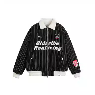 【dme】 美式复古设计款拼色字母个性刺绣宽松翻领棉衣外套潮流时尚百搭通勤休闲中性小众棉服 男女同款