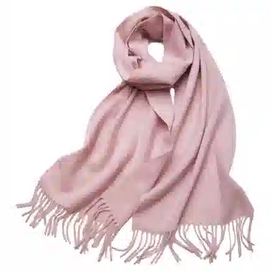 红豆 纯色简约时尚柔软舒适保暖 山羊绒 绒线围巾 男女同款情侣款