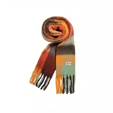 卡皮巴拉小黄豚 韩版温柔百搭拼色高级氛围感保暖加厚流苏 聚酯纤维 绒线围巾 男女同款情侣款