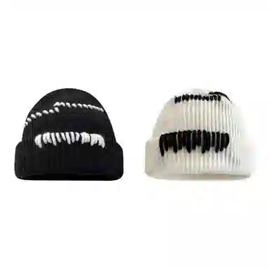 恩僾德 韩版手工缝线针织帽子小众高颜值显脸小百搭保暖街头护耳 腈纶 绒线帽 男女同款情侣款