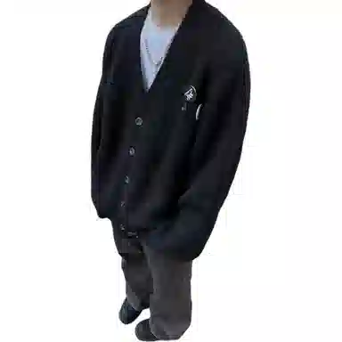 SUNSETMONENT Vintage Badge V-Neck Cardigan