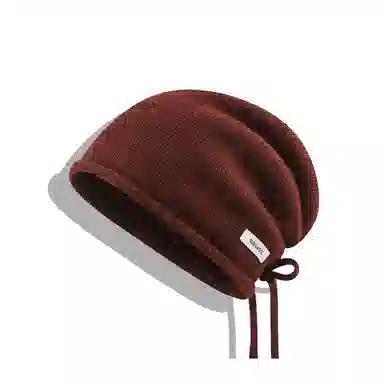 【100%纯羊毛~高品质】 攸委 通勤降温必备抽绳堆堆帽子女秋冬季保暖卷边针织毛线帽 腈纶 时尚百搭休闲慵懒风套头冷帽 男女同款情侣款