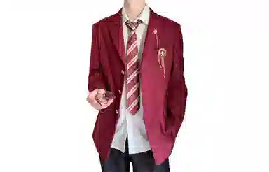 日系与美式融合的学院风多元素设计休闲宽松单排扣外套西装 男女同款