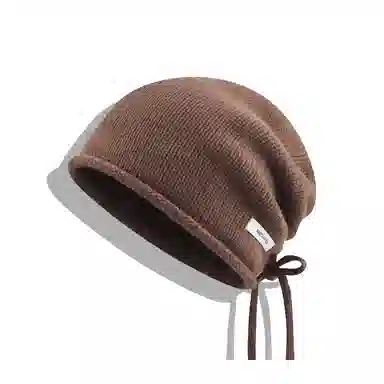 【100%纯羊毛~高品质】 攸委 通勤降温必备抽绳堆堆帽子女秋冬季保暖卷边针织毛线帽 腈纶 时尚百搭休闲慵懒风套头冷帽 男女同款情侣款