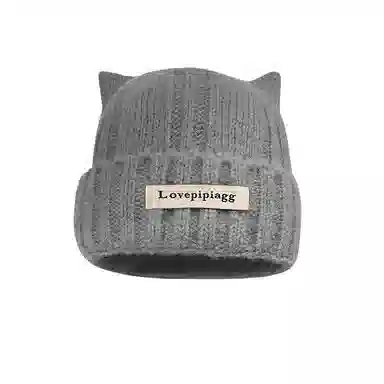 艾佳微 可爱猫耳朵韩版显脸小 加厚保暖护耳 涤纶 绒线帽 男女同款情侣款