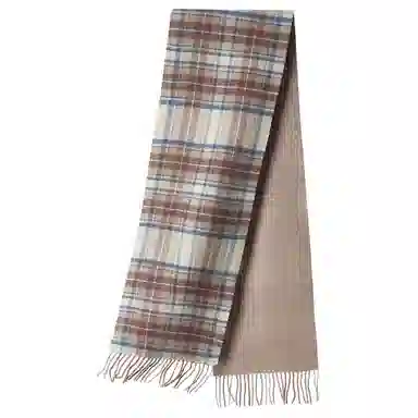 红豆 复古经典格纹柔软舒适百搭保暖 山羊绒 绒线围巾 男女同款情侣款