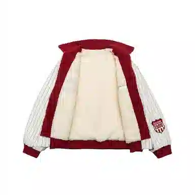 【dme】 美式复古设计款拼色字母个性刺绣宽松翻领棉衣外套潮流时尚百搭通勤休闲中性小众棉服 男女同款