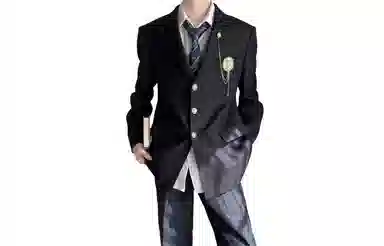 日系与美式融合的学院风多元素设计休闲宽松单排扣外套西装 男女同款