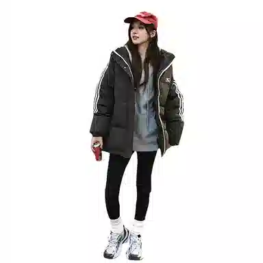 红蜻蜓 美式休闲百搭风立领条纹宽松棉衣外套冬季保暖设计感棉服 男女同款