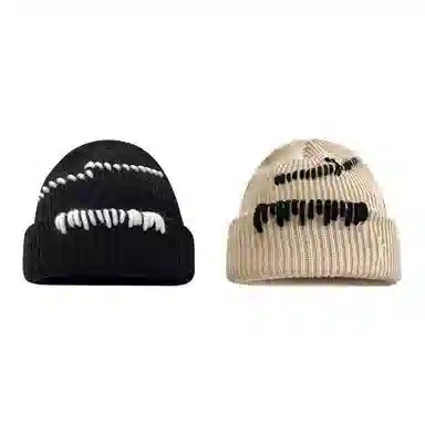 恩僾德 韩版手工缝线针织帽子小众高颜值显脸小百搭保暖街头护耳 腈纶 绒线帽 男女同款情侣款