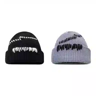 恩僾德 韩版手工缝线针织帽子小众高颜值显脸小百搭保暖街头护耳 腈纶 绒线帽 男女同款情侣款