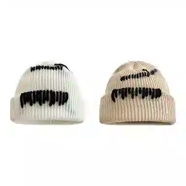 恩僾德 韩版手工缝线针织帽子小众高颜值显脸小百搭保暖街头护耳 腈纶 绒线帽 男女同款情侣款