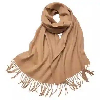 红豆 纯色简约时尚柔软舒适保暖 山羊绒 绒线围巾 男女同款情侣款